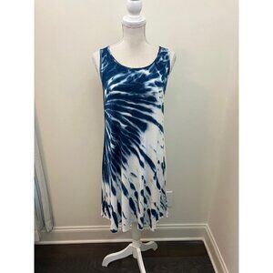 Cable & Gauge Blue White Tie-dyed Sleeveless Dress Size Small